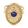 Oval with Sun Natural Lapis Lazuli Finger Rings RJEW-Q822-40G-02-2