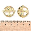 Rack Plating Brass Cubic Zirconia Tree of Life Connector Charm KK-C084-07B-G-3