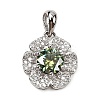 925 Sterling Silver  Moissanite Rhinestone Flower Charms STER-D308-01B-P-1