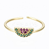Brass Micro Pave Cubic Zirconia Cuff Rings RJEW-S045-061-NR-2