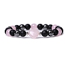 Natural Rose Quartz Heart Beaded Stretch Bracelet PW-WG70241-04-1