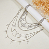 2Pcs 2 Styles Cross Charm Alloy 3 Layer Chain Belts for Pants AJEW-HS0001-18-5