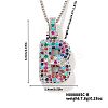 Brass Pave Colorful Cubic Zirconia Letter Pendant Box Chain Necklaces NU0575-28-1