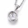 Brass Micro Pave Cubic Zirconia Pendant Necklaces NJEW-L146-01-3