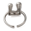 Initials Brass Open Cuff Ring for Women RJEW-N046-02U-P-3
