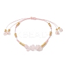 Natural Rose Quartz Chip & MIYUKI Round Rocailles Beads Braided Bead Bracelets BJEW-MZ00252-01-2