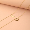 304 Stainless Steel Double Layered Sun Moon Pendant Necklaces NJEW-Z081-02G-2