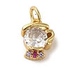 Brass Micro Pave Clear Cubic Zirconia Pendants KK-R162-021D-G-1