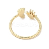 Footprint & Palm Brass Open Cuff Ring for Women RJEW-A040-03G-3