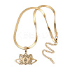 201 Stainless Steel Chakra Lotus Flower Hollow Pendant Necklaces NJEW-K283-29G-2