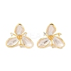 Flower Brass & Sterling Silver Pin Stud Earrings LS-KK-M326-02G-1