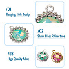 40Pcs 2 Colors UV Plating Alloy with Mixed Color Glass Rhinestone Pendants FIND-PJ0001-40-5