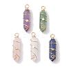 Natural Mixed Stone Double Terminal Pointed Pendants PALLOY-JF02672-1