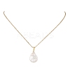 Baroque Natural Keshi Pearl Teardrop Pendant 304 Stainless Steel Cable Chain Necklaces for Women NJEW-JN05961-2