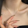 Round Ring 925 Sterling Silver Pave Cubic Zirconia Pendant Necklaces for Women NJEW-F338-05G-4