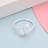 925 Sterling Silver Micro Pave Clear Cubic Zirconia Open Cuff Rings for Women STER-N016-140S-3