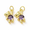 Brass Micro Pave Clear Cubic Zirconia Charms ZIRC-F135-25G-01-2