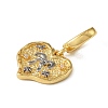 Christmas Brass Rhinestone Heart Pendant Decorations KK-H498-01G-06-2