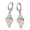 Rack Plating Shell Shape Brass Micro Pave Clear Cubic Zirconia Hoop Earrings EJEW-H016-38P-1