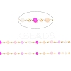 Faceted Rondelle Glass & Round 304 Stainless Steel Beaded Chains CHS-G026-01KCG-01-2