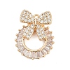 Brass Cubic Zirconia with Glass Pendants KK-Q026-23G-1