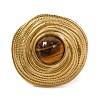 Round Natural Tiger Eye Finger Rings RJEW-Q822-17G-01-2