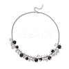 3Pcs 3 Colors Round Glass Beaded Bib 304 Stainless Steel Rolo Chain Necklaces NJEW-JN05359-5