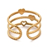 Ion Plating(IP) 304 Stainless Steel Open Cuff Ring for Women RJEW-Z015-07G-3