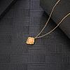 Natural Rose Quartz Rhombus Pendant Necklace with Brass Chains VW7781-1-3