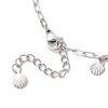 304 Stainless Steel Shell Shape Tassle Paperclip Chain Anklets AJEW-AN00752-5