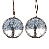 Brass & Natural Aquamarine Chips Pendant Decorations HJEW-Z007-05R-06-1