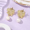 Brass Shell Pearl Stud Earrings for Women EJEW-JE06243-1