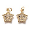 Brass Micro Pave Clear Cubic Zirconia Charms ZIRC-B002-52G-1