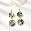 Brass Natural Abalone Shell Dangle Earrings EJEW-F388-01F-G-1