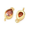 Brass Pave Cubic Zirconia Teardrop Connector Charms KK-P348-09G-06-2