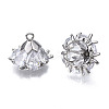 Brass Inlaid Clear Cubic Zirconia Charms ZIRC-S069-001P-2