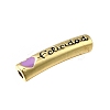 Mother's Day Brass Enamel Heart Word Mom Curved Tube Beads KK-C090-51G-03-2