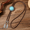 Alloy with Synthetic Turquoise Pendant Waxed Cord Bolo Tie Lariat Necklaces FS-WGCCEF8-06-2