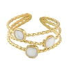 Ion Plating(IP) 304 Stainless Steel Enamel Square Cuff Finger Rings RJEW-L107-058G-01-2