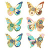 6Pcs 6 Styles Rack Plating Alloy Enamel Big Pendants ENAM-TA0002-76-3