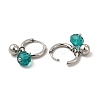 Glass Round Beaded Charms Dangle Hoop Earrings EJEW-P219-06P-2