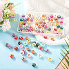 100Pcs 10 Colors AB Color Resin Rose Flower European Beads RESI-TA0003-89-6