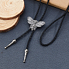 Alloy Moth Skull Black PU Leather Cord Bolo Tie Lariat Necklaces for Women Men NJEW-WH0031-08AS-4