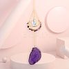 Natural Amethyst Chip Wrapped Moon Hanging Ornaments PW-WG89822-01-1