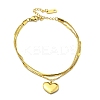 304 Stainless Steel Herringbone & Curb Chains Double Layered Multi-strand Bracelet LS-BJEW-K235-01G-1