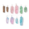 10Pcs 10 Styles Electroplated Natural Quartz Crystal  Pendants PALLOY-JF02533-02S-1