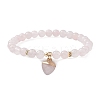 Natural Rose Quartz Round Beaded Stretch Bracelets BJEW-JB09727-03-1