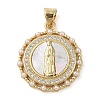 Brass Micro Pave Clear Cubic Zirconia Pendants KK-Q813-16E-G-1