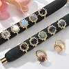 Sunflower Natural & Synthetic Gemstone Finger Rings RJEW-B113-03G-1