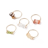 Natural Gemstone Chips Beaded Finger Rings RJEW-JR00512-1